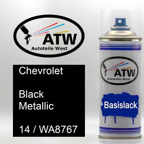 Chevrolet, Black Metallic, 14 / WA8767: 400ml Sprühdose, von ATW Autoteile West.